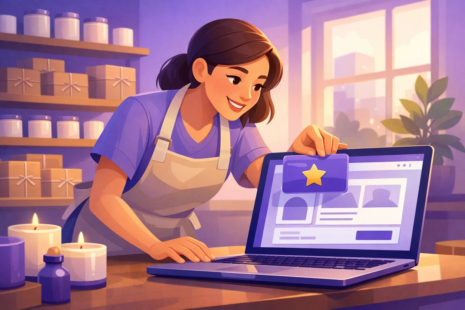 Online store owner adding a Google reviews widget to her Shopify product page