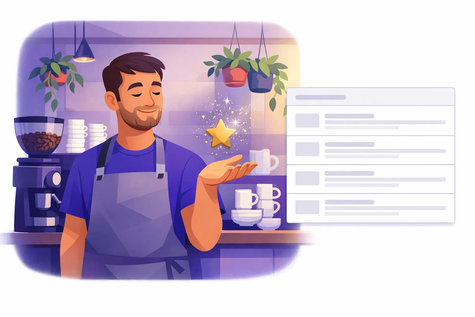 Business owner calmly letting go of the search result stars myth