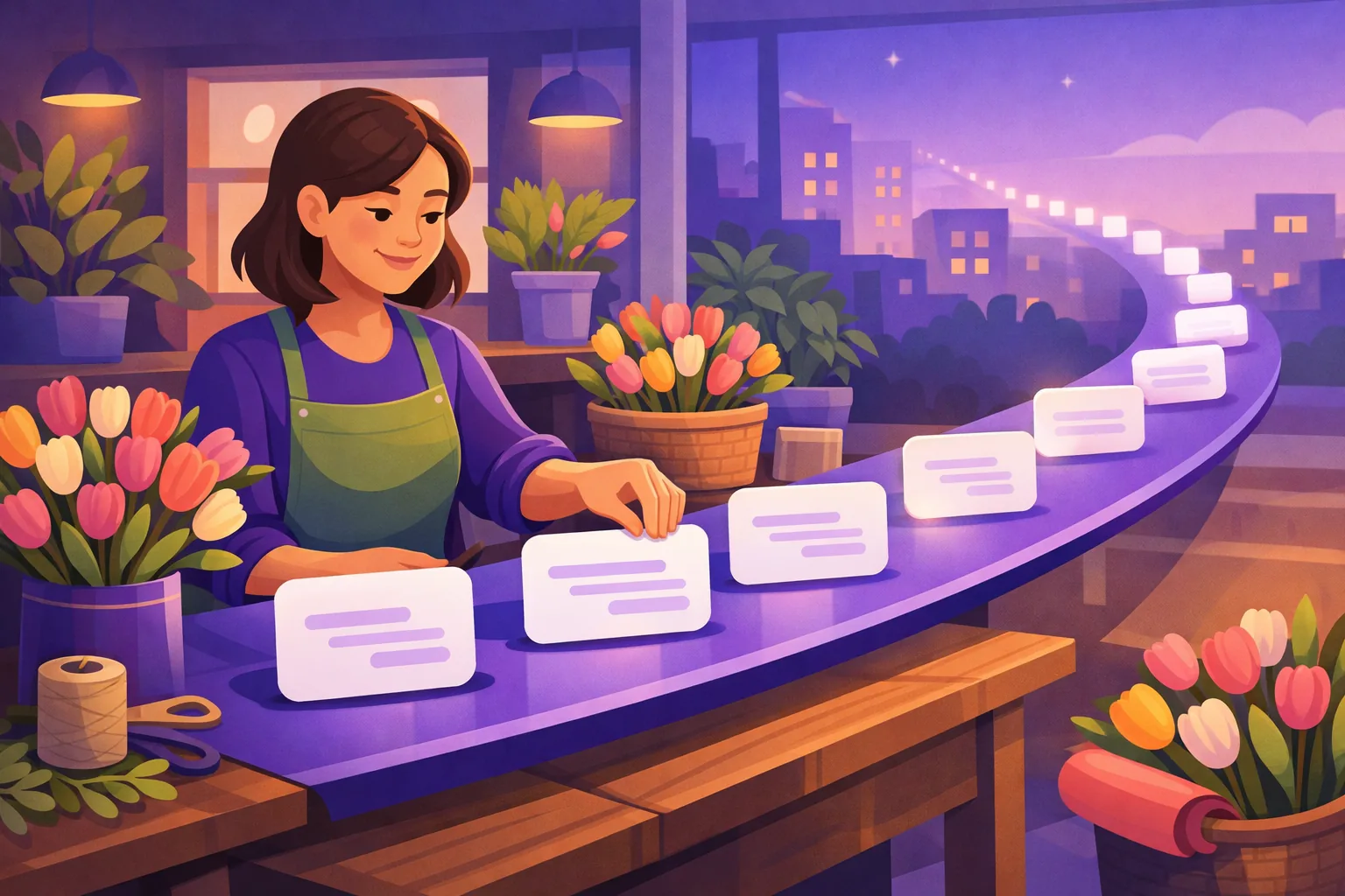 Florist scheduling a season of Google Business Profile posts on a timeline