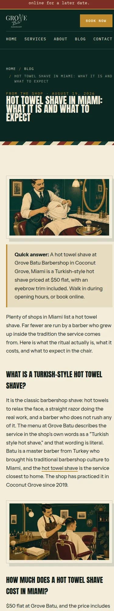 A Grove Batu article: what to expect from a hot towel shave in Miami