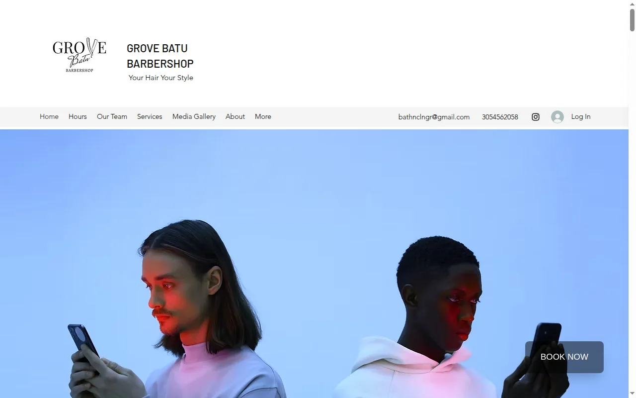 Screenshot of the previous grovebatubarbershop.com homepage