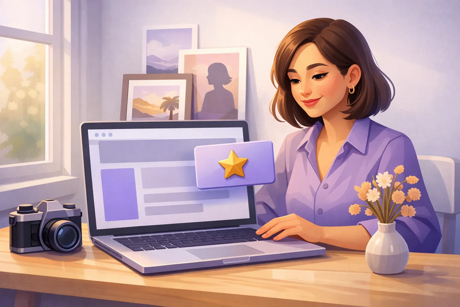 Squarespace site owner adding a Google reviews widget to her portfolio website