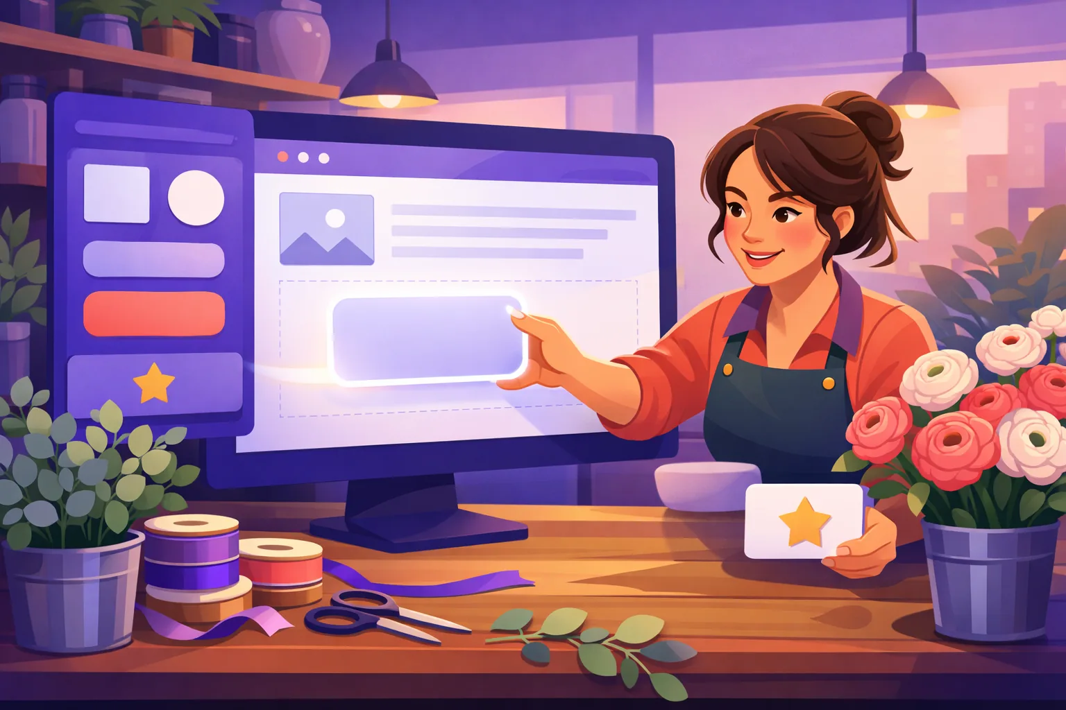 Florist dragging an embed element onto her Wix website layout