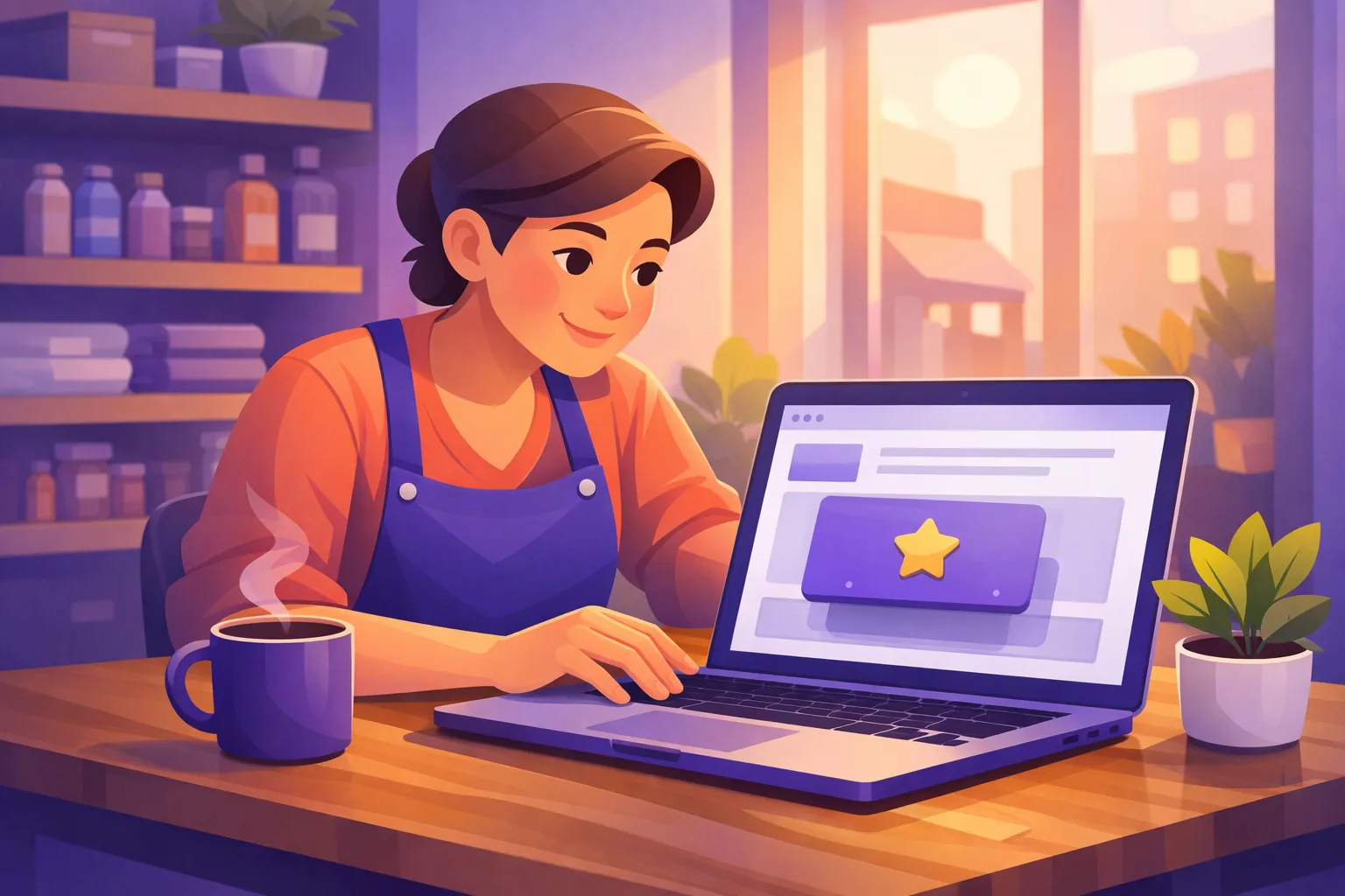 WordPress site owner adding a Google reviews block to their website on a laptop