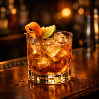 Cocktail garnished on the bar